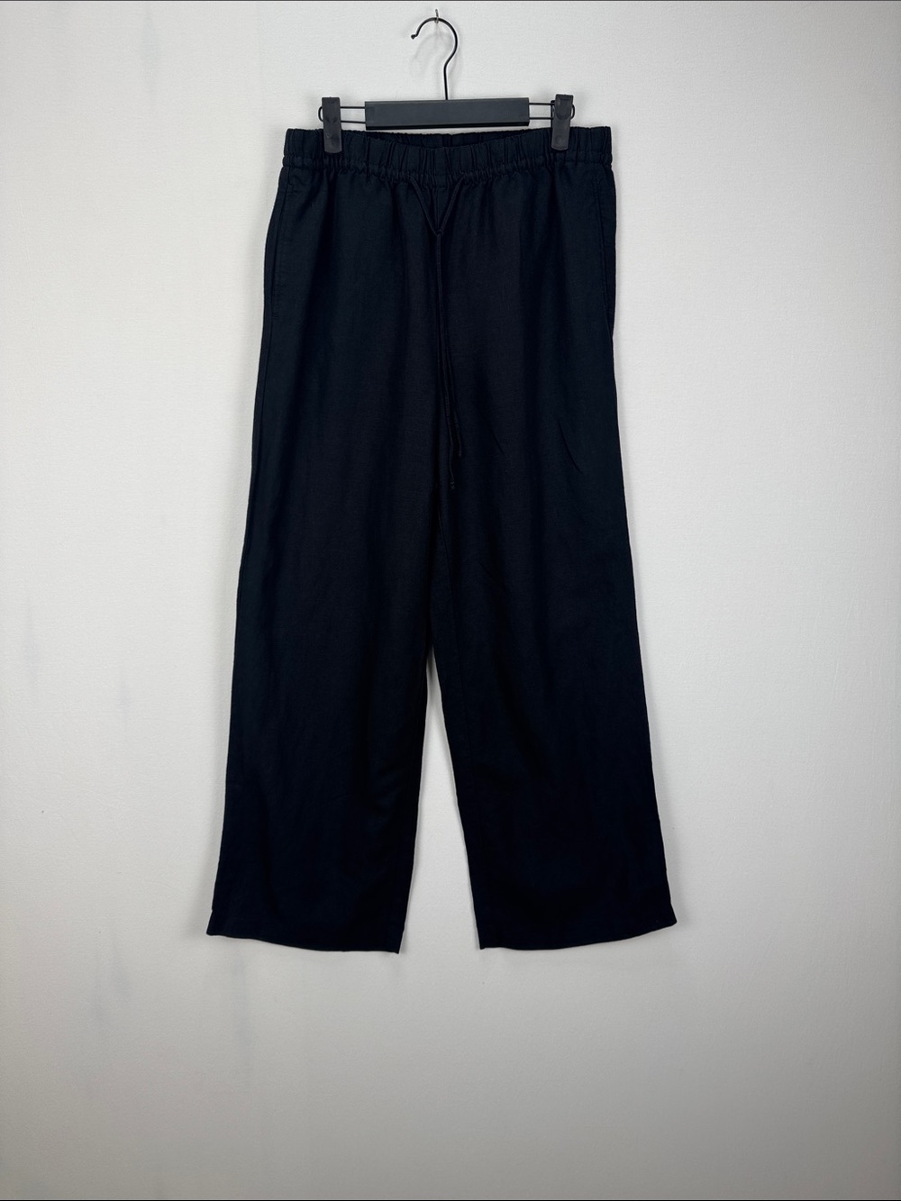 H&M Linen Blend Wide Leg Pants Black Size M